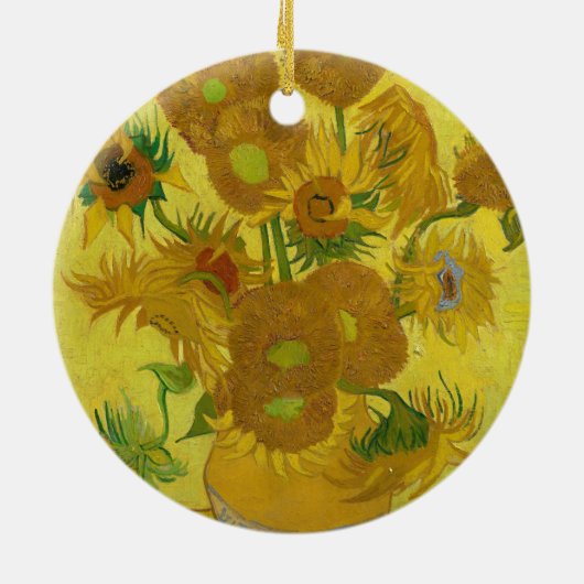 Sonnenblumen von Van Gogh Gemälde Art Keramik Ornament (Hinten)