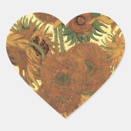 Sonnenblumen von Van Gogh Herz-Aufkleber (Vorderseite)