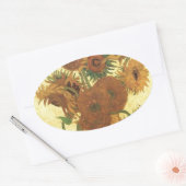 Sonnenblumen von Van Gogh Ovaler Aufkleber (Umschlag)