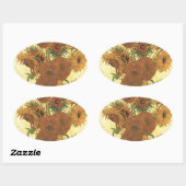 Sonnenblumen von Van Gogh Ovaler Aufkleber (Blatt)