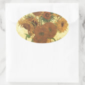 Sonnenblumen von Van Gogh Ovaler Aufkleber (Tasche)