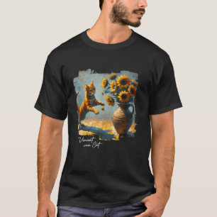 Sonnenblumen von Vincent Van Cat Katze Kunst für K T-Shirt