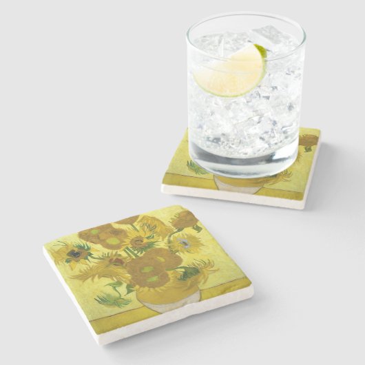 Sonnenblumen von Vincent Van Gogh Steinuntersetzer (Seitenansicht)