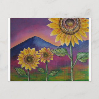 Sonnenblumen vor den Bergen Postkarte
