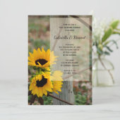 Sonnenblumen Wagon Wheel Western Post Wedding Brun Einladung (Stehend Vorderseite)