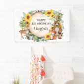 Sonnenblumen Waldtiere glücklich Geburtstag Banner (Insitu)