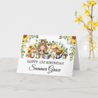 Sonnenblumen Waldtiere glücklich Geburtstag