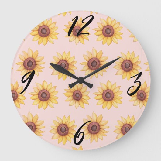 "Sonnenblumen" Wall Clock Große Wanduhr (Vorderseite)