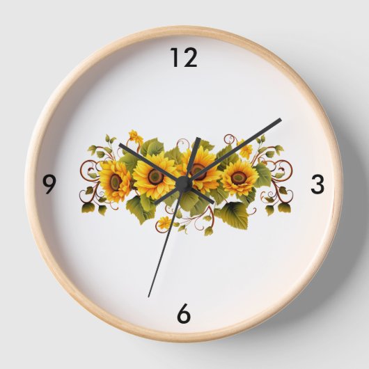 Sonnenblumen Wall Uhr (Vorderseite)