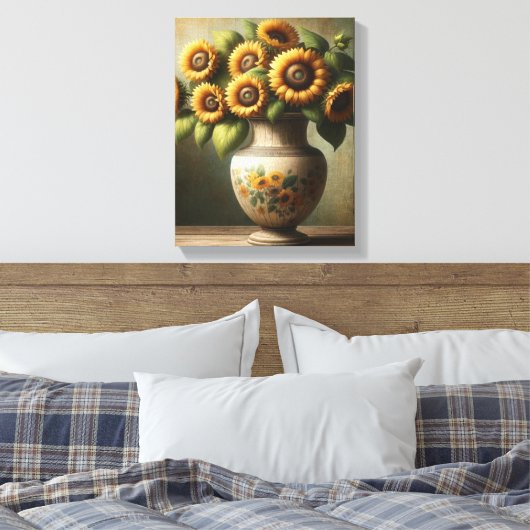 Sonnenblumen-Wandkunst - gewickelte Leinwand (Insitu (Schlafzimmer))