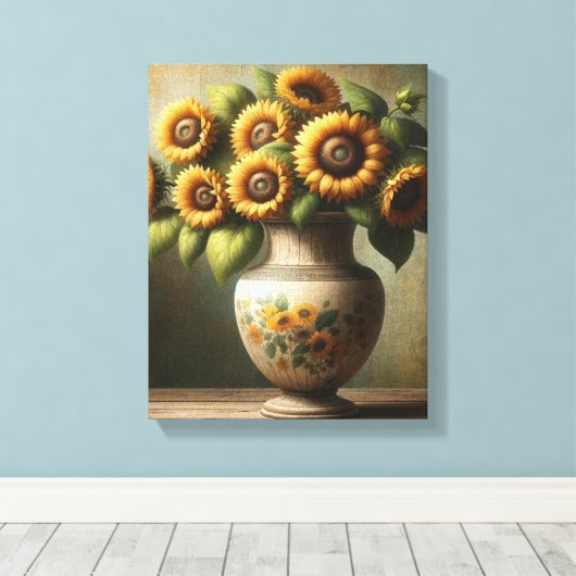 Sonnenblumen-Wandkunst - gewickelte Leinwand (Insitu (Holzboden))