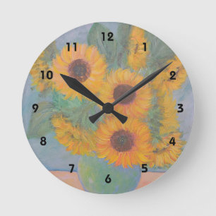 Sonnenblumen-Wanduhr Runde Wanduhr