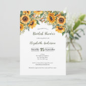 Sonnenblumen Wassercolor Florals Brautparty Einladung (Stehend Vorderseite)