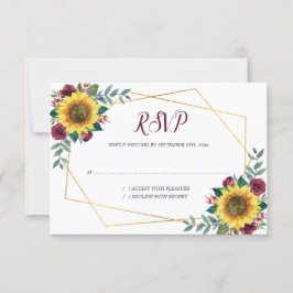 Sonnenblumen Wasserfarbe Geometrische Hochzeit RSVP Karte