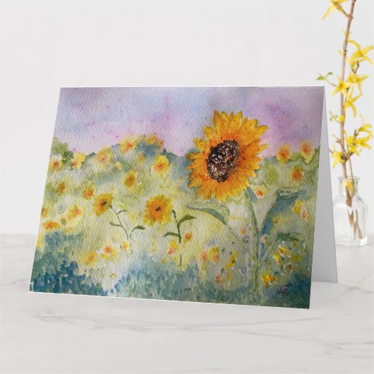 Sonnenblumen Wasserfarbe Karte (Gelbe Blume)