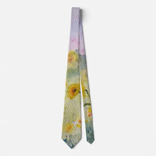 Sonnenblumen Wasserfarbe Krawatte (Vorderseite)