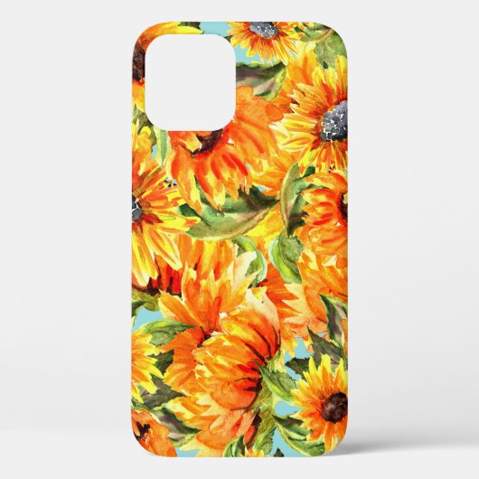 Sonnenblumen Wasserfarbe: Nahtlose Illustration Case-Mate iPhone Hülle (Rückseite)
