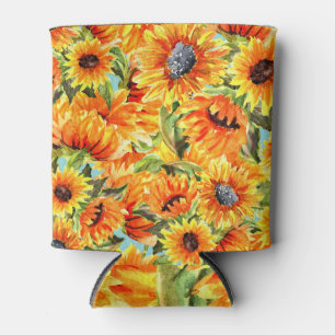 Sonnenblumen Wasserfarbe: Nahtlose Illustration Dosenkühler
