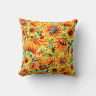 Sonnenblumen Wasserfarbe: Nahtlose Illustration Kissen