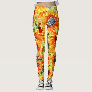 Sonnenblumen Wasserfarbe: Nahtlose Illustration Leggings