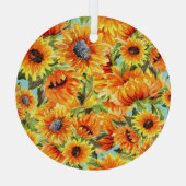 Sonnenblumen Wasserfarbe: Nahtlose Illustration Ornament Aus Glas (Rückseite)