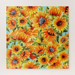 Sonnenblumen Wasserfarbe: Nahtlose Illustration Puzzle