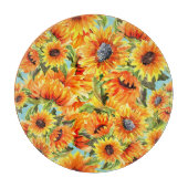 Sonnenblumen Wasserfarbe: Nahtlose Illustration Schneidebrett (Vorderseite)