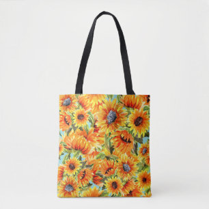 Sonnenblumen Wasserfarbe: Nahtlose Illustration Tasche