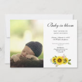 Sonnenblumen Wasserfarbe Rosa Foto Baby Einladung (Vorderseite)