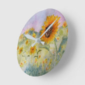 Sonnenblumen Wasserfarbe Runde Wanduhr (Winkel)