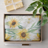 Sonnenblumen Wasserfarbe Rustikale weiße Decoupage Seidenpapier (Geschenk)