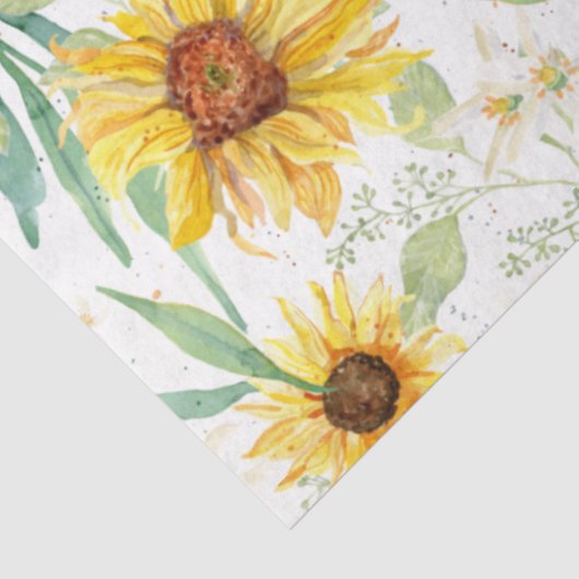 Sonnenblumen Wasserfarbe Rustikale weiße Decoupage Seidenpapier (Ausschnitt)