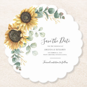 Sonnenblumen Wasserfarbe Save the Date Untersetzer