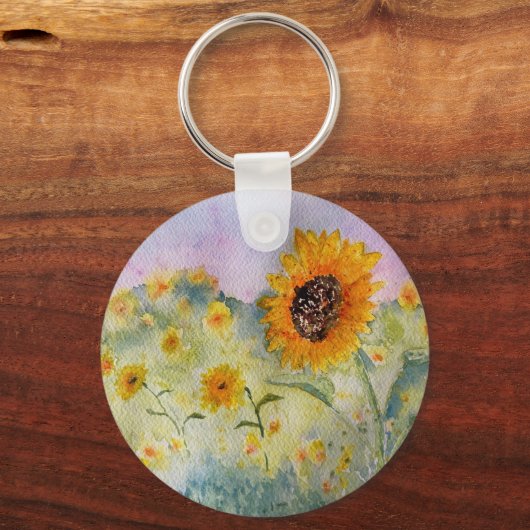 Sonnenblumen Wasserfarbe Schlüsselanhänger (Vorderseite)