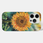 Sonnenblumen Wasserfarbe unter Nordlicht Case-Mate iPhone Hülle (Rückseite (Horizontal))