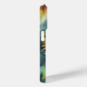 Sonnenblumen Wasserfarbe unter Nordlicht Case-Mate iPhone Hülle (Rückseite / Rechts)