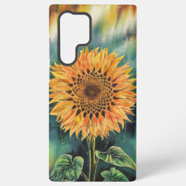 Sonnenblumen Wasserfarbe unter Nordlicht Samsung Galaxy Hülle