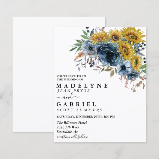 Sonnenblumen Wasserfarben Blaue Flora (Vorne/Hinten)