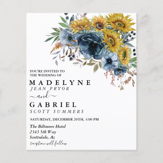 Sonnenblumen Wasserfarben Blaue Flora (Vorderseite)