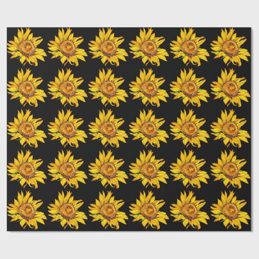 Sonnenblumen Wasserfarben Blume Schwarz Geschenkpapier (Flach)