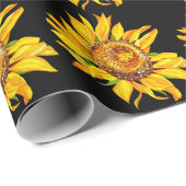 Sonnenblumen Wasserfarben Blume Schwarz Geschenkpapier (Rolleneckpunkt)