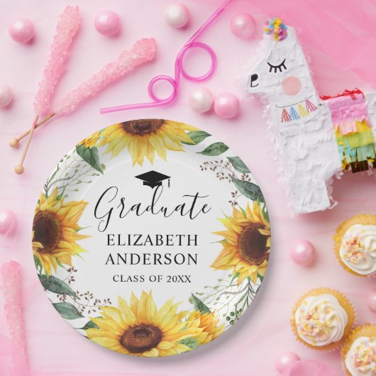 Sonnenblumen Wasserfarben Blumenklasse Party Pappteller (Party)