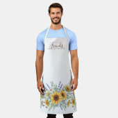 Sonnenblumen-Wasserfarben-Botanik Gelb Schürze (Getragen)