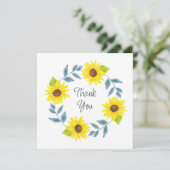 Sonnenblumen Wasserfarben Wreath 2 Dankeskarte (Stehend Vorderseite)