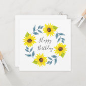 Sonnenblumen Wasserfarben Wreath 2 Karte (Vorderseite/Rückseite Beispiel)