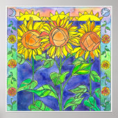 Sonnenblumen Wasserfarbene Blume Sonnenmond Poster (Vorne)
