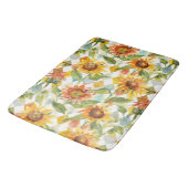 Sonnenblumen Wasserfarbene Blumen Badematte (Schrägansicht)