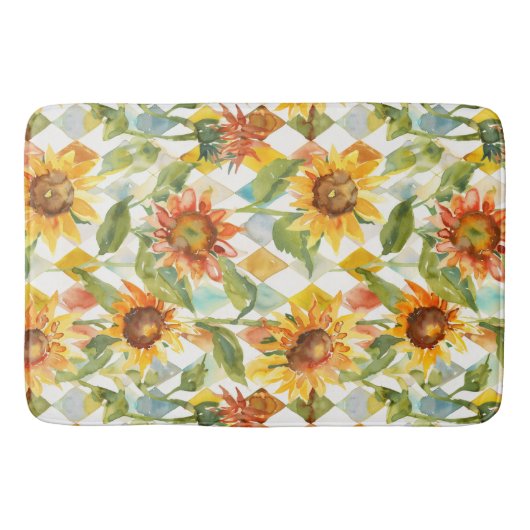 Sonnenblumen Wasserfarbene Blumen Badematte (Vorderseite)