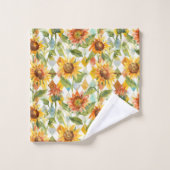 Sonnenblumen Wasserfarbene Blumen Badhandtuch Set (Waschlappen)
