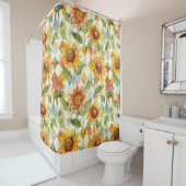 Sonnenblumen Wasserfarbene Blumen Duschvorhang (Beispiel)